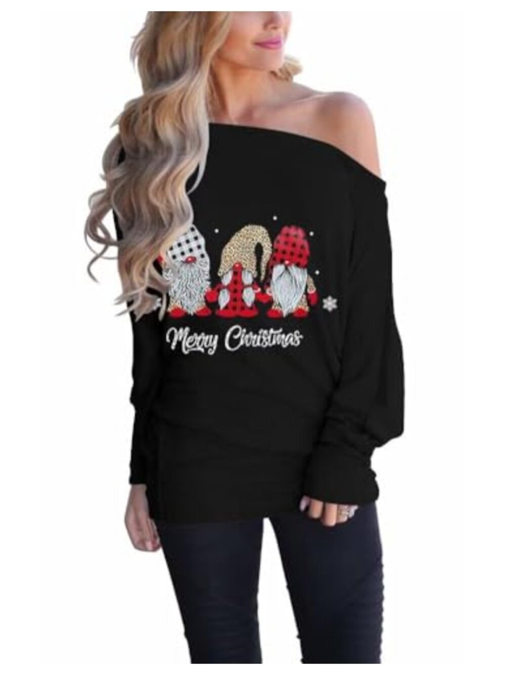 Off The Shoulder Batwing Long Sleeve Blouse Women Casual Loose Tunic Top